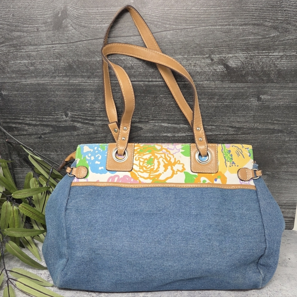 Rosetti Denim & Colorful Floral Double Strap Shoulder Bag Cottagecore Spring